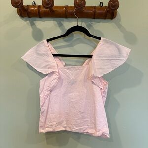 ZARA Pink Flutter Sleeve Women's Top